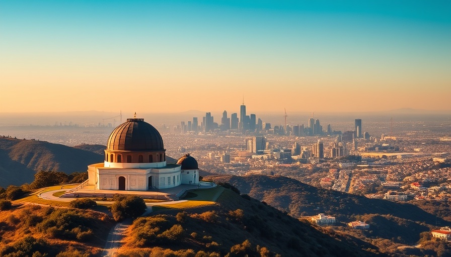 Scenic view of Griffith Observatory in Los Angeles at dusk.