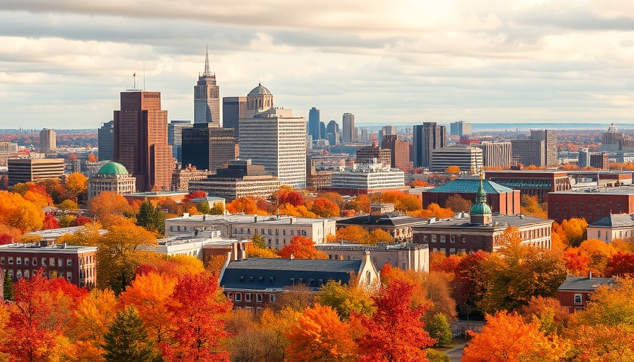 Vibrant autumn view of New Haven skyline with colorful foliage, illustrating most expensive home sales context.