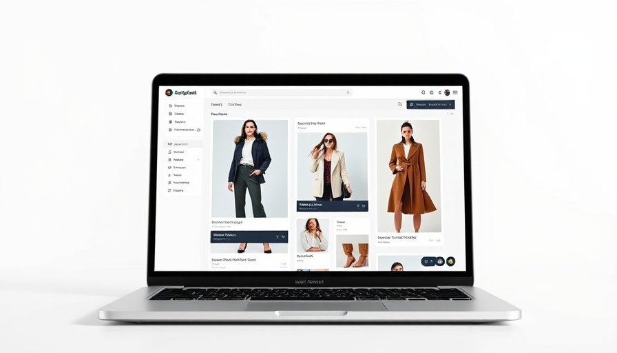 Laptop with AI-powered chatbot interface for fashion shopping, displaying outfit suggestions.