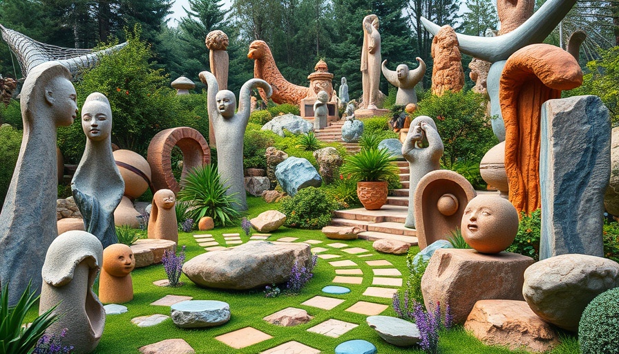 Vibrant easy stone art ideas in modern garden settings.
