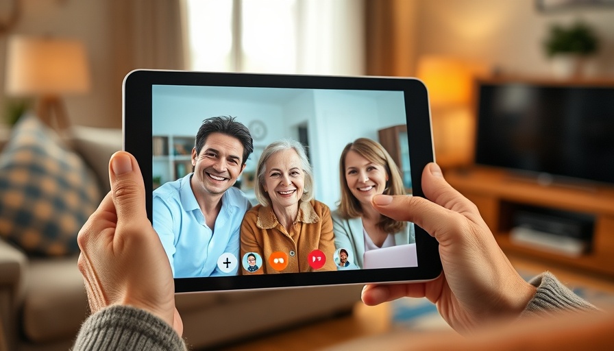 Elderly hand using tablet for video call, enhancing senior social engagement through technology.