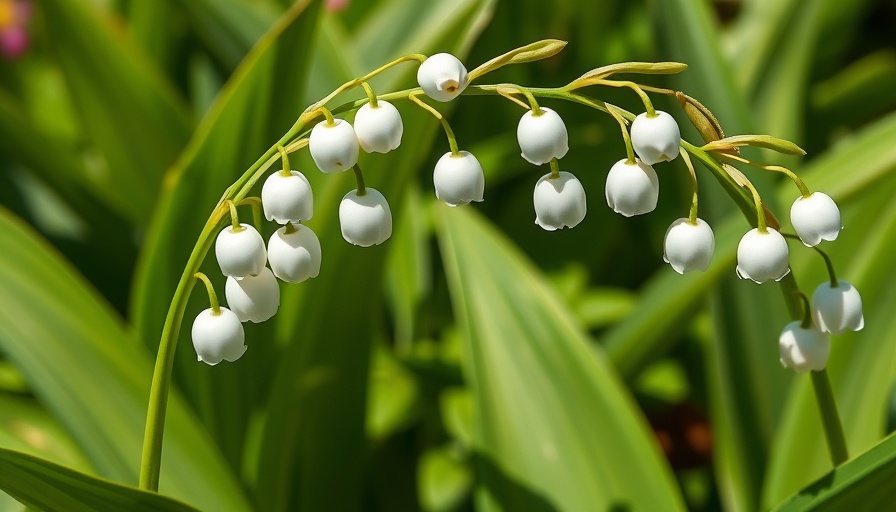 Lily of the Valley blooms with greenery, highlighting toxicity warning.