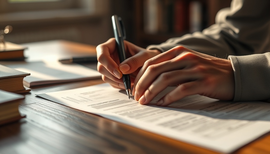 Reviewing documents for unenforceable HOA rules on wooden desk.