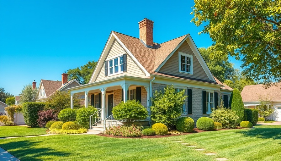 Quaint suburban house with classic design and greenery, earnest money concept.