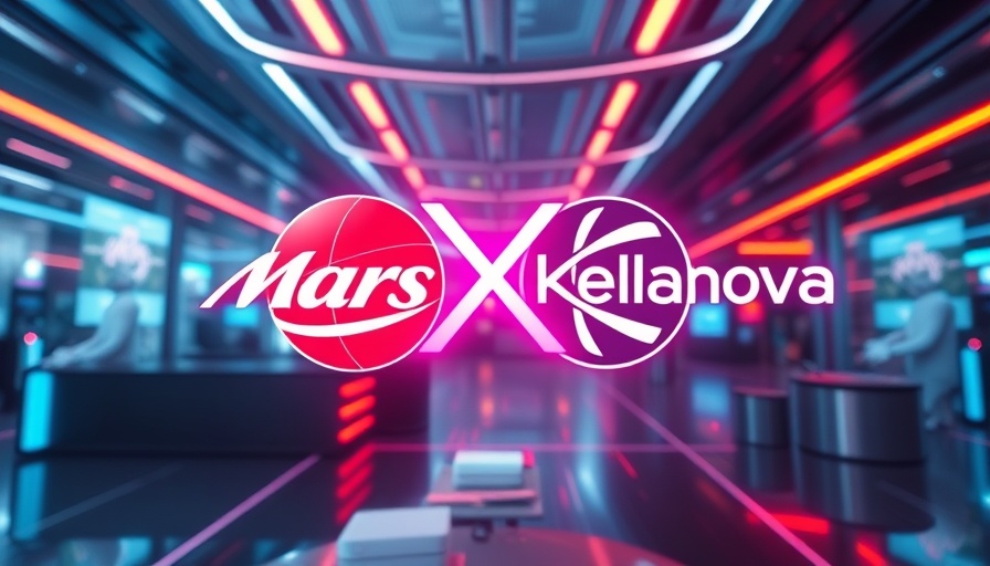 Futuristic illustration of Mars-Kellanova merger concept.