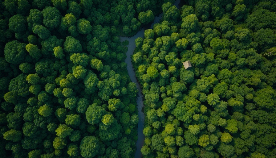 Aerial view of vibrant green forest, symbolizing revive voluntary carbon market.
