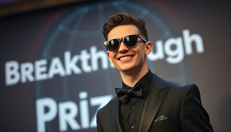 Young man at Breakthrough Prize event, smiling in sunglasses.