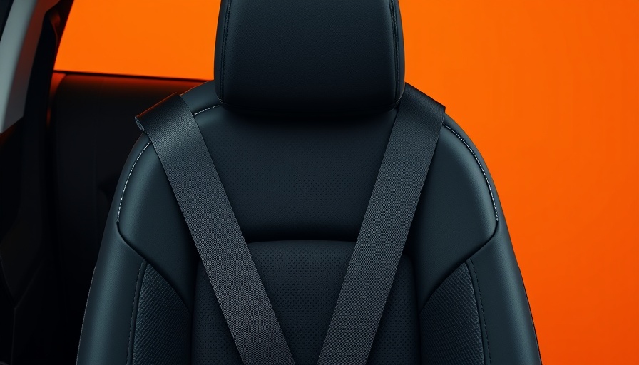 Volvo's innovative black seatbelt against an orange background.