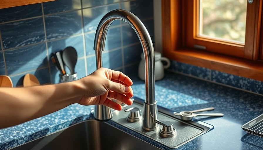 DIY home improvement: adjusting kitchen faucet with tools.