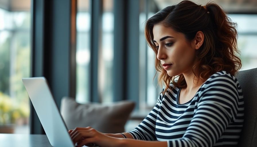 Businesswoman working on laptop in modern office booth, business tradelines.