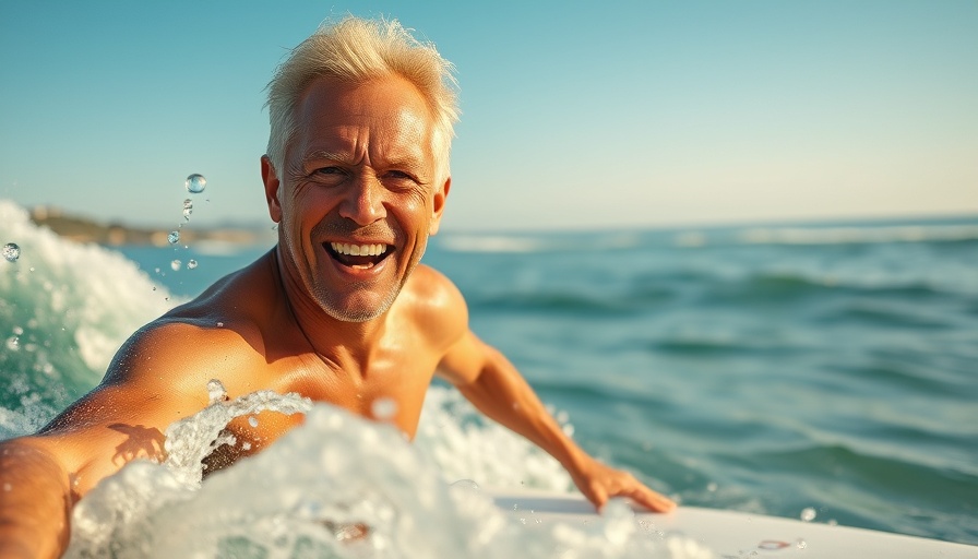 Retirement planning: older man enjoying surfing.