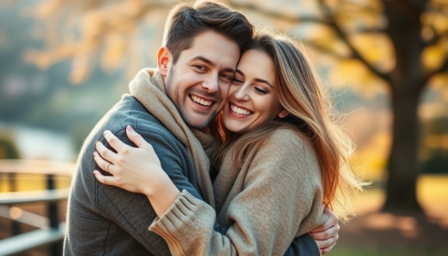 Happy couple embracing outdoors, manage money for happiness.
