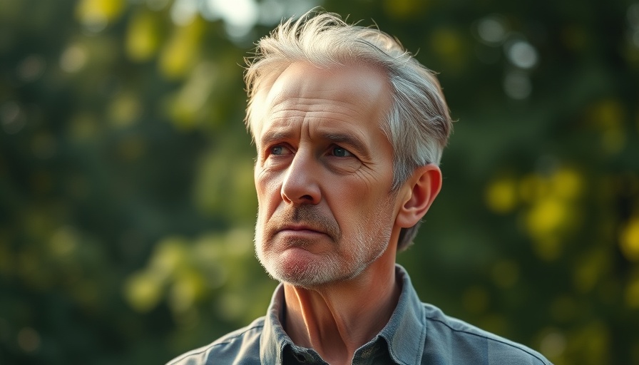 Middle-aged man pondering Social Security Forecast outdoors.