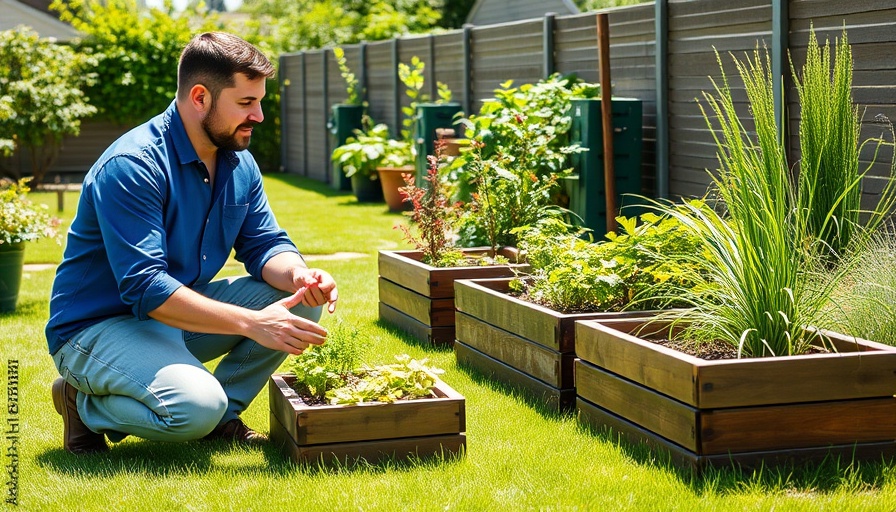 Man demonstrating gardening tips to turn your dull backyard into a summer oasis.