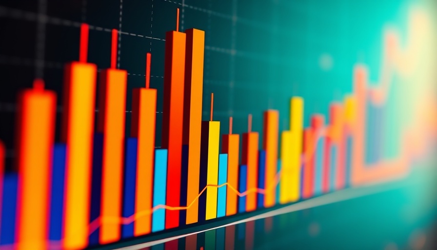 Colorful financial chart illustrating stock growth and tariff-driven inflation impact.