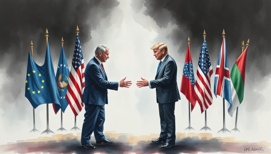 Symbolic depiction of EU leaders' relations with Trump.