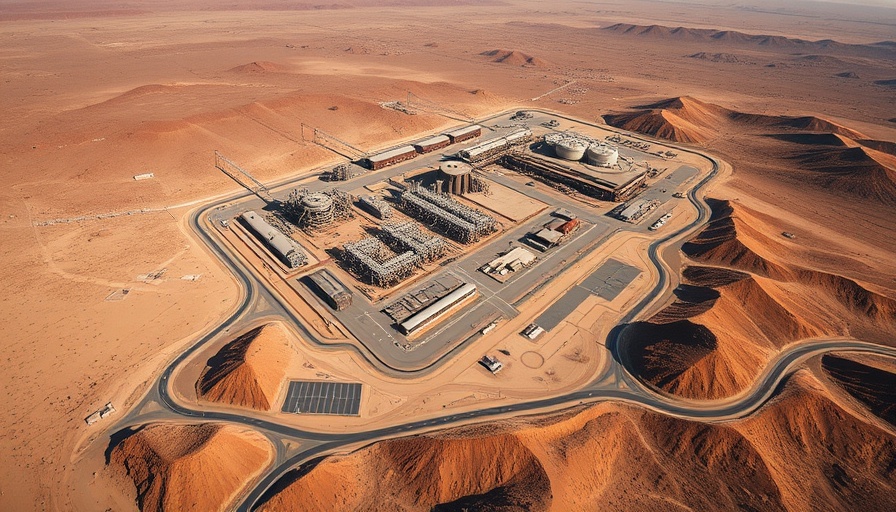 Aerial view of a complex in barren desert terrain linked to Iran's uranium stockpile.
