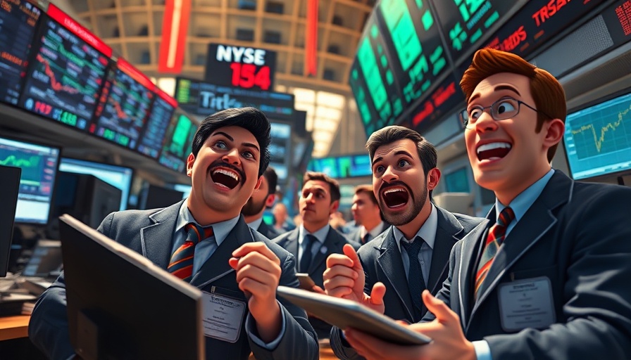 Traders on a bustling stock market floor analyzing trends.