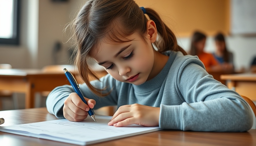 Young girl practicing cursive writing, mandating cursive education emphasized.