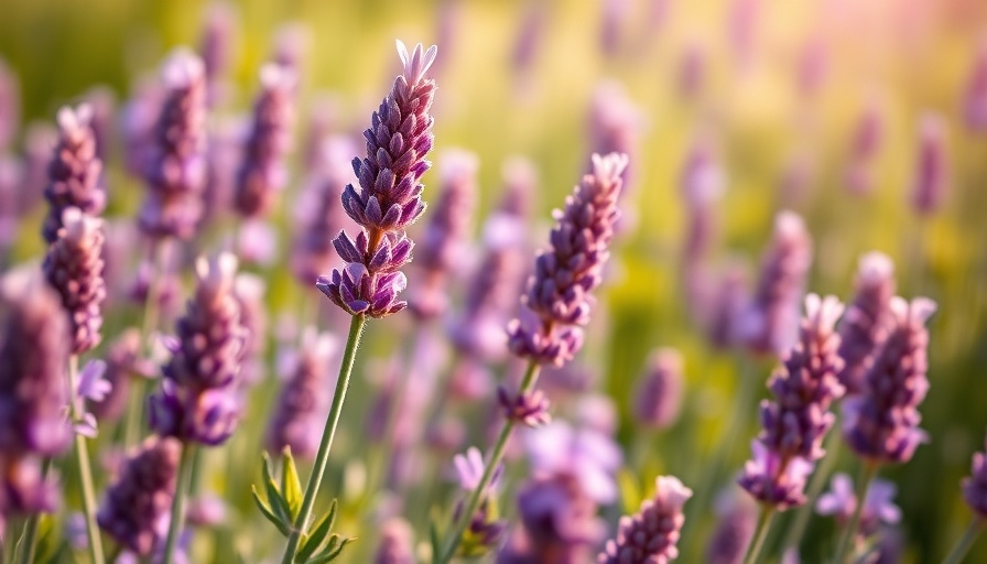 Essential guide to growing lavender: vibrant lavender field in sunlight.