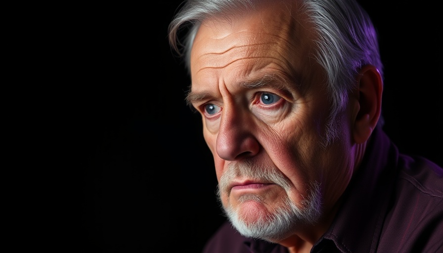 Portrait of a serious older man in deep thought, focused lighting.