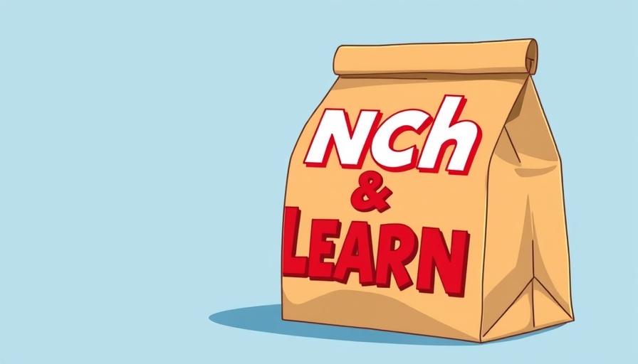 Illustrated lunch bag labeled 'Lunch & Learn' for freelance contracts negotiation.