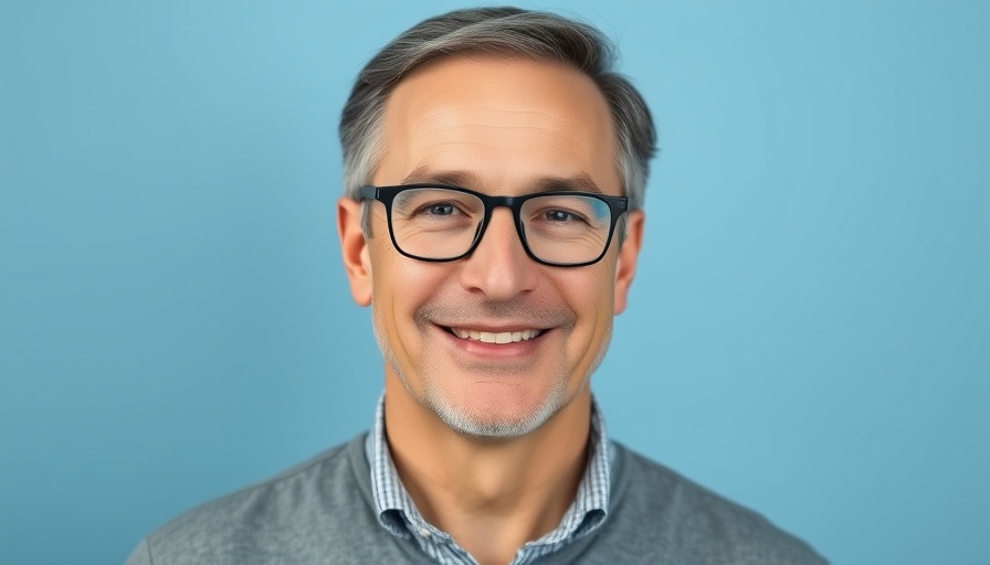 Middle-aged man smiling against a blue background, exploring disruption of retail by ChatGPT and Perplexity.