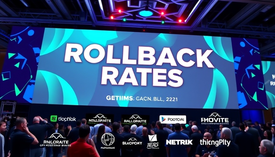 TechCrunch All Stage summit poster with rollback rates and date.