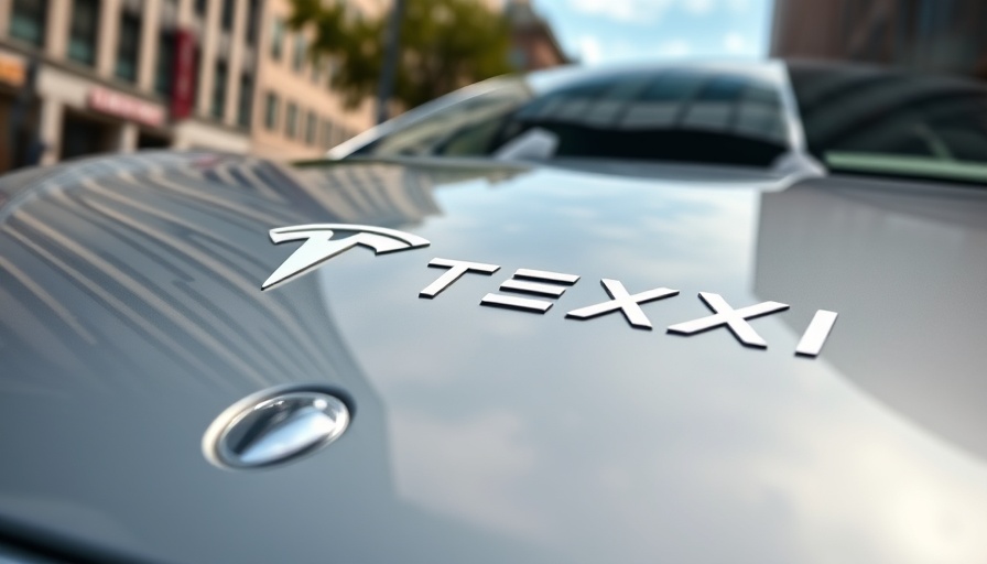 Tesla robotaxi rollout with sleek side design and logo.