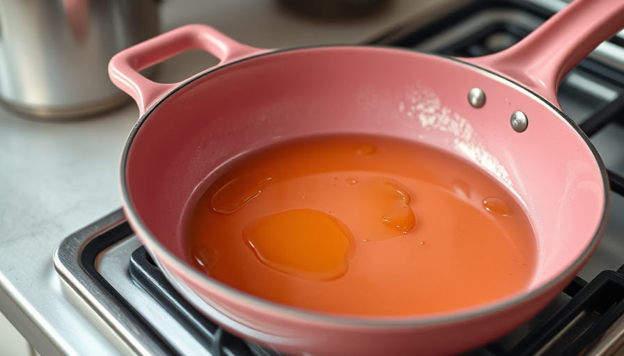 Used cooking oil in a frying pan on a stove, highlighting disposal.