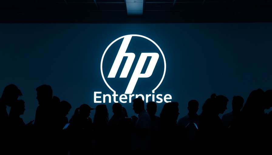 Silhouetted figures in front of Hewlett Packard Enterprise logo.