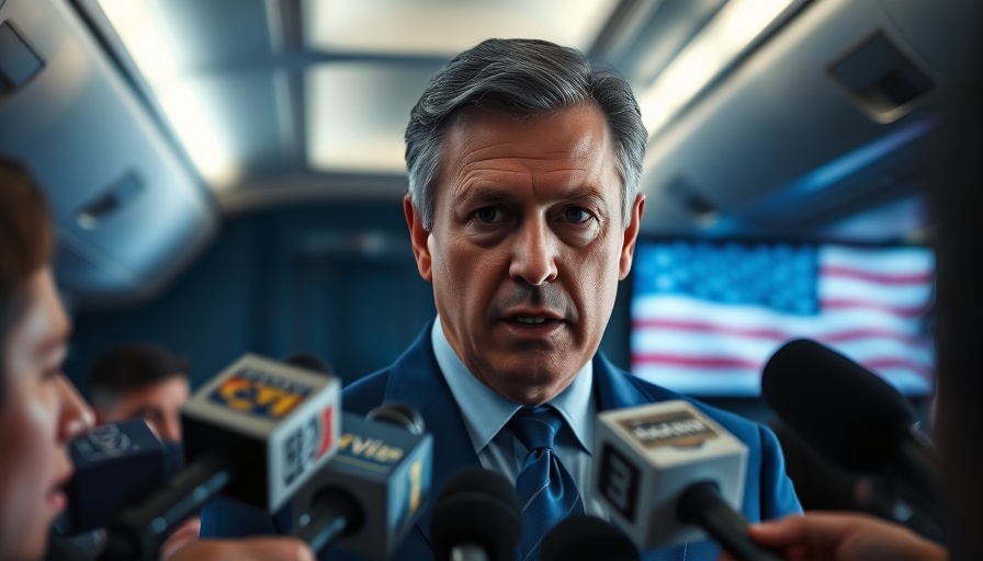 Middle-aged man in blue suit speaking on airplane, 'What kind of world does Trump want?'
