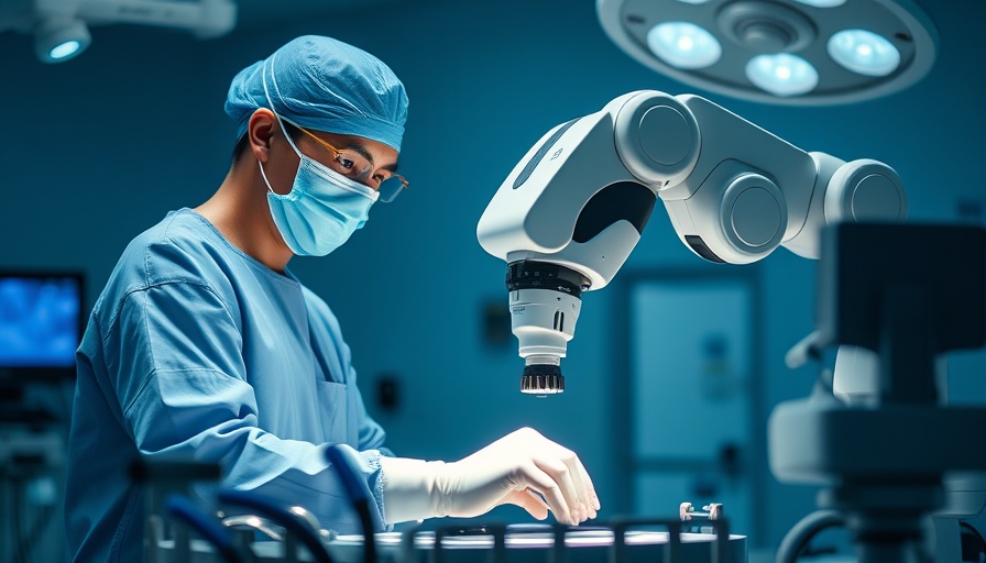 Robotic surgeons in NHS: surgeon operating robotic equipment.