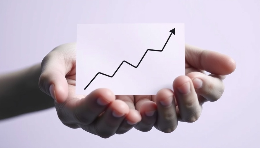 Abstract art of hands holding a graph depicting AI's economic impact.