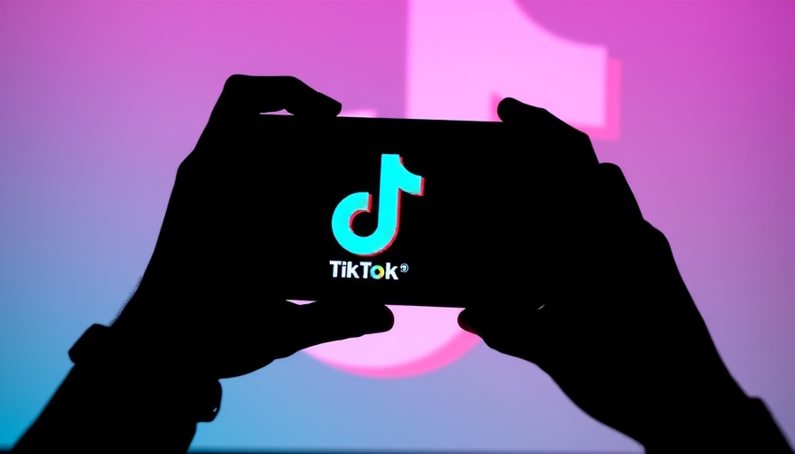 Silhouette holding phone with TikTok logo, large logo background.