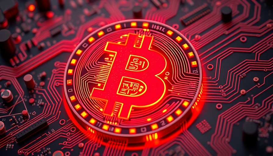 Bitcoin symbol with circuit boards, representing London-listed companies investing in bitcoin.