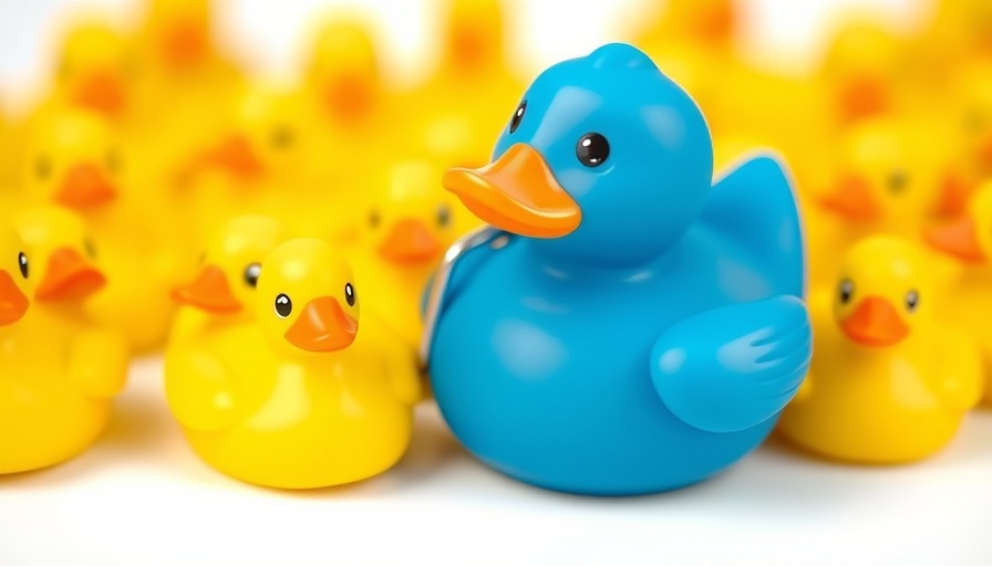 Blue duck selected from yellow ducks, symbolizing Meta AI recruiting.