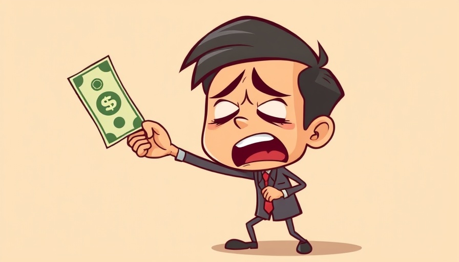 AI in Business Operations: Cartoon character reaching for money in distress