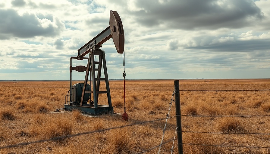 Idle oil pump jack in a rural field under cloudy sky.