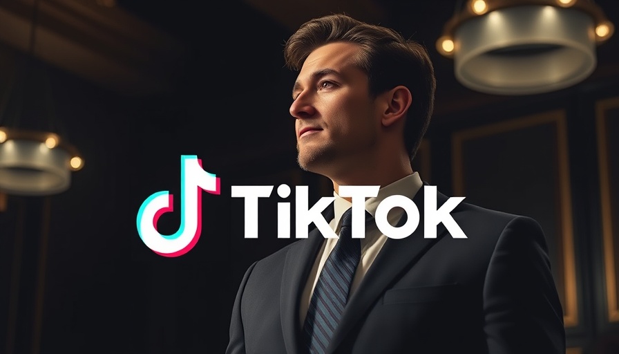 Prominent figure with TikTok logo overlay, thoughtful gaze.