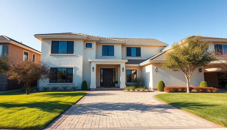 Modern suburban house with driveway, types of houses for sale.