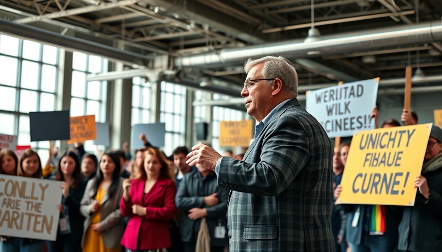 Speaker discusses the Just Transition Framework at a protest.