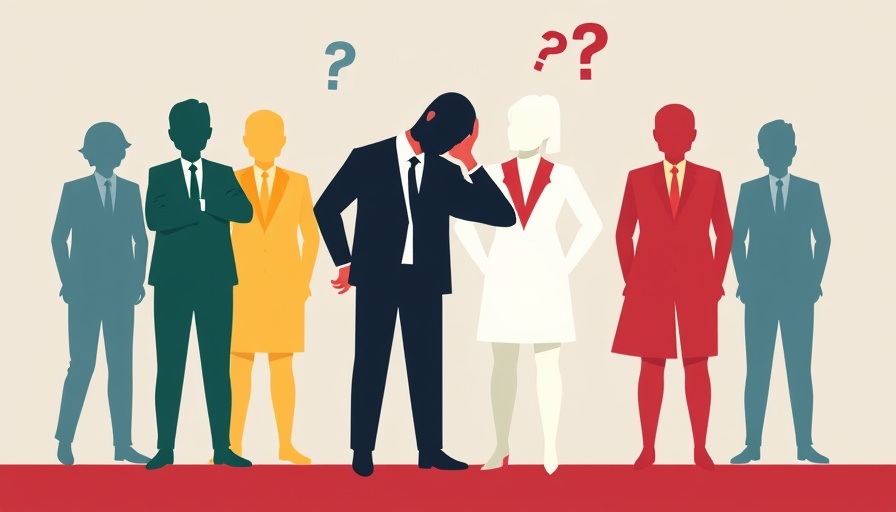 Stylized illustration of tech layoffs 2025 with abstract figures.