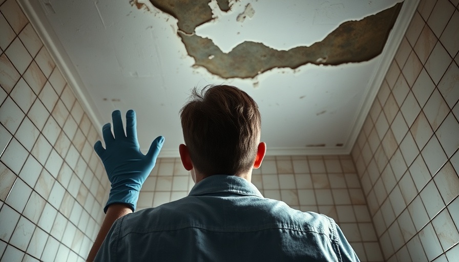 Inspecting bathroom water damage for house sale concerns.