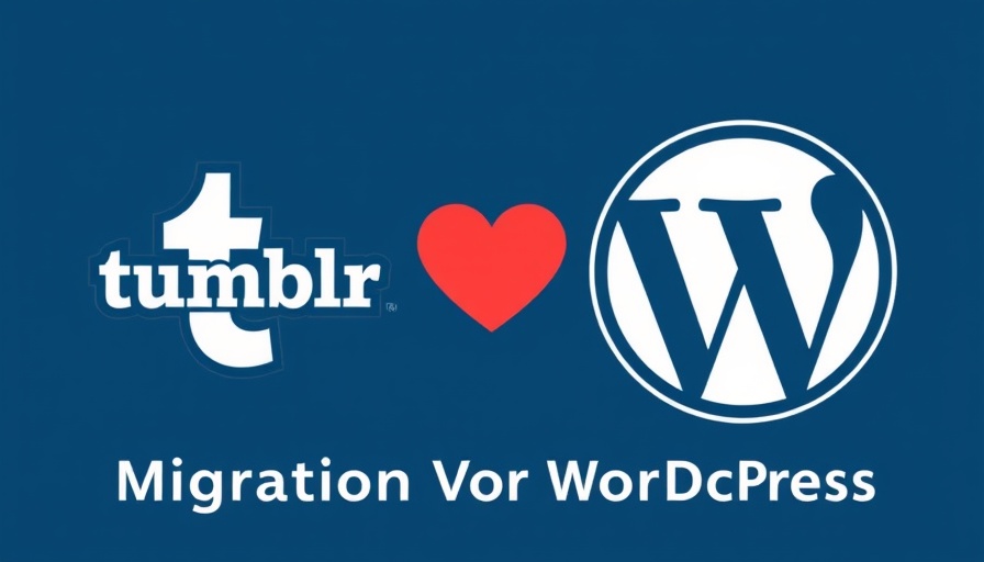 Tumblr migration to WordPress graphic with logos and heart.