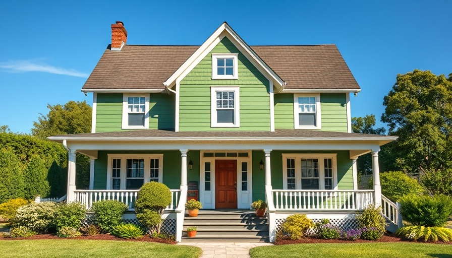 Charming green house with a lush garden, emphasizing home warranty vs home insurance.
