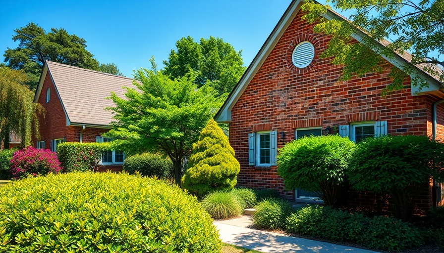 Brick house with green lawn, bright day, mortgage on a $300K house