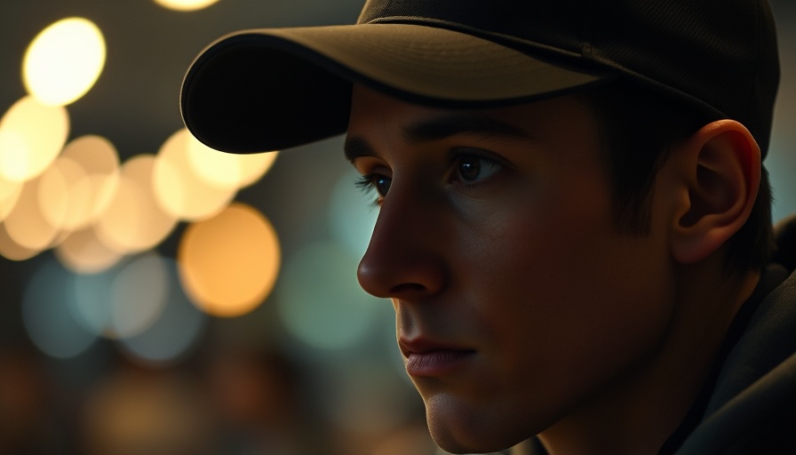 Introspective person in black cap contemplating.