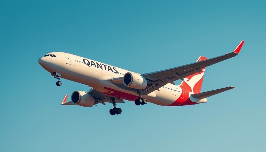 Qantas airplane in flight against a blue sky highlighting cyberattack concerns.
