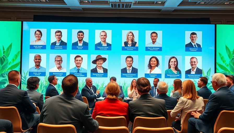 Panel discussion on renewable energy investments with speakers displayed.